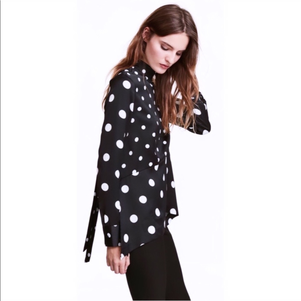 H&M Polka Dot black and white with neck tie size 2